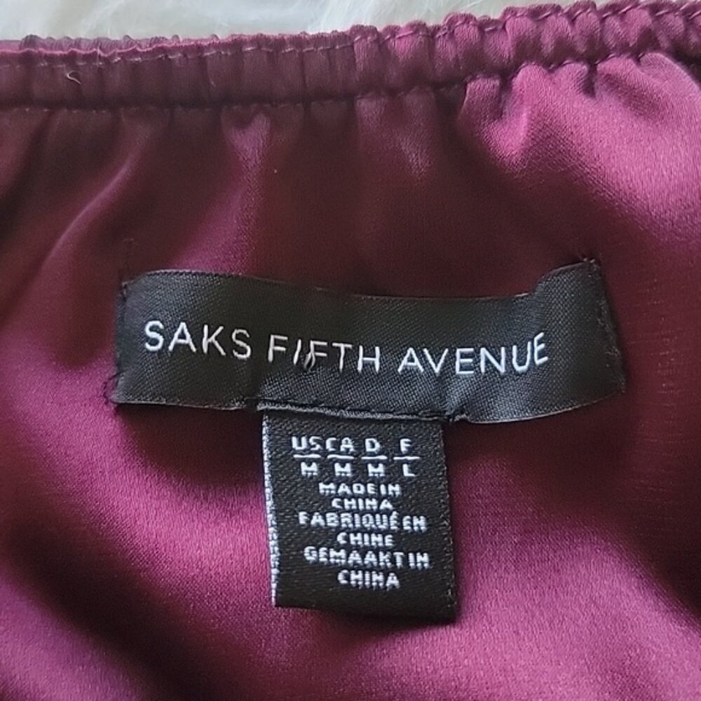 SAKS FIFTH AVENUE Plum Cascading Trailing Ruffle Party Date Night Glam Cami M - Picture 5 of 10